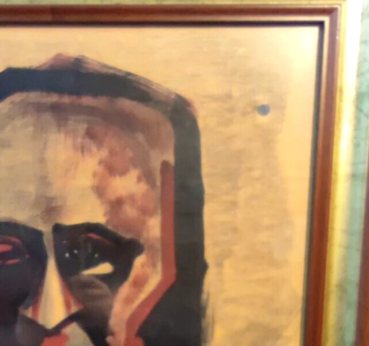 Mussolini, tempera painting on paper attributed to M. Sironi, 1960s 1