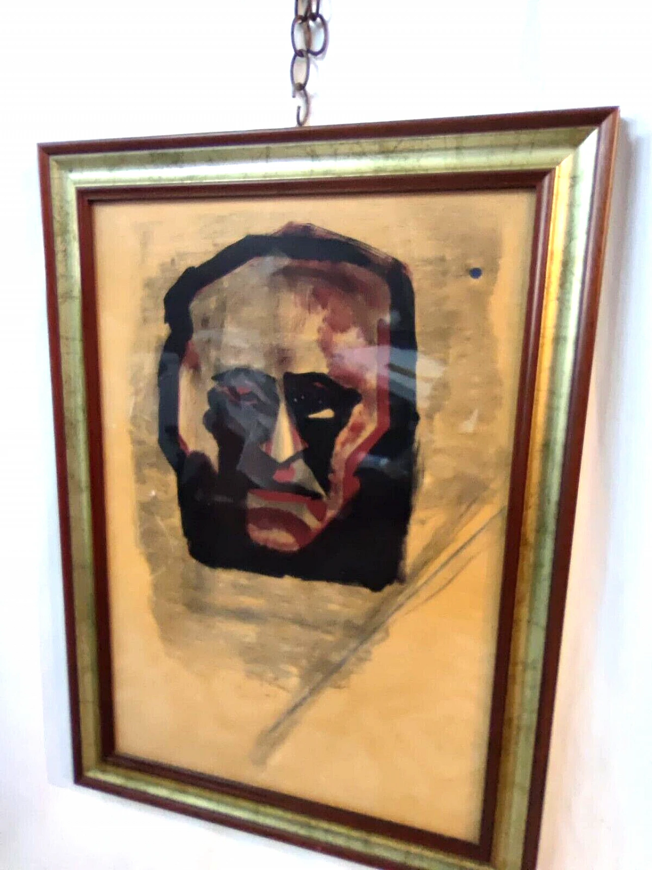 Mussolini, tempera painting on paper attributed to M. Sironi, 1960s 2