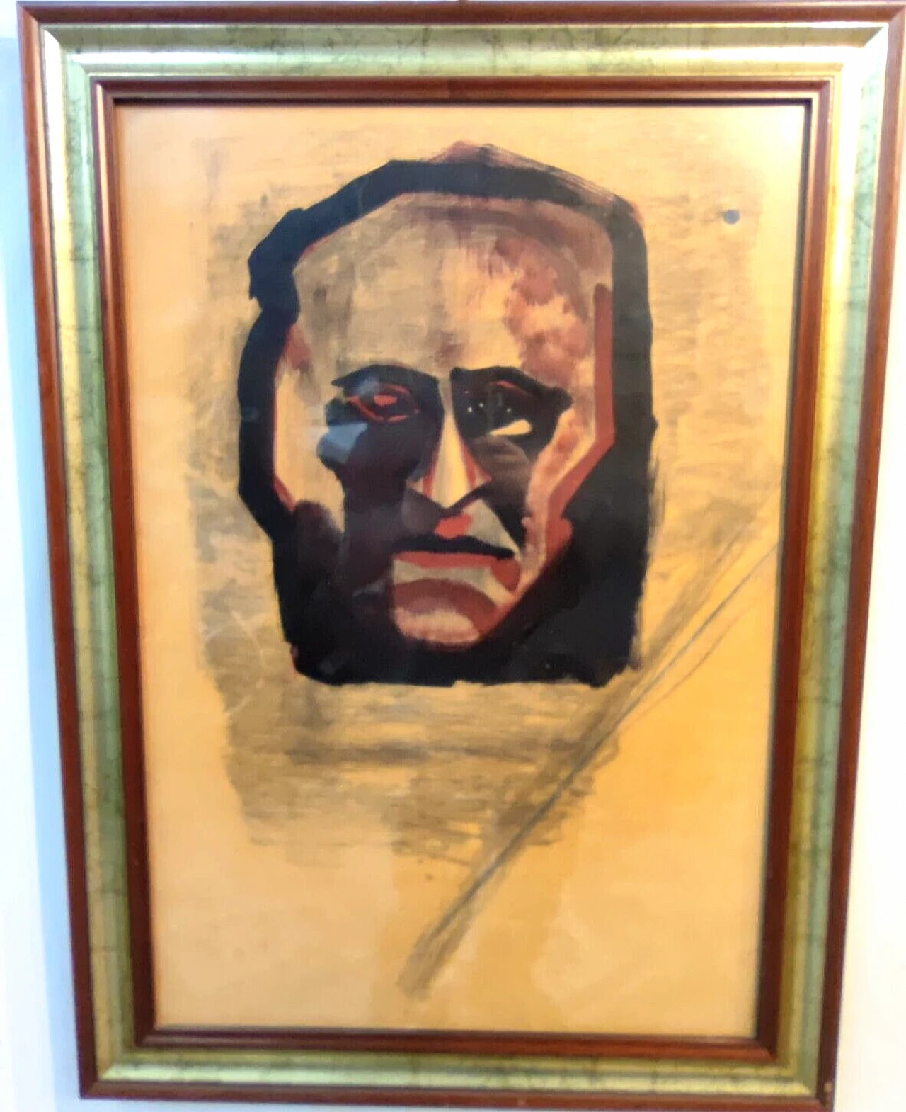 Mussolini, tempera painting on paper attributed to M. Sironi, 1960s 4