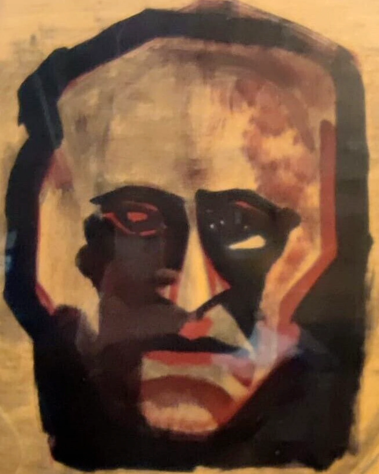 Mussolini, tempera painting on paper attributed to M. Sironi, 1960s 5