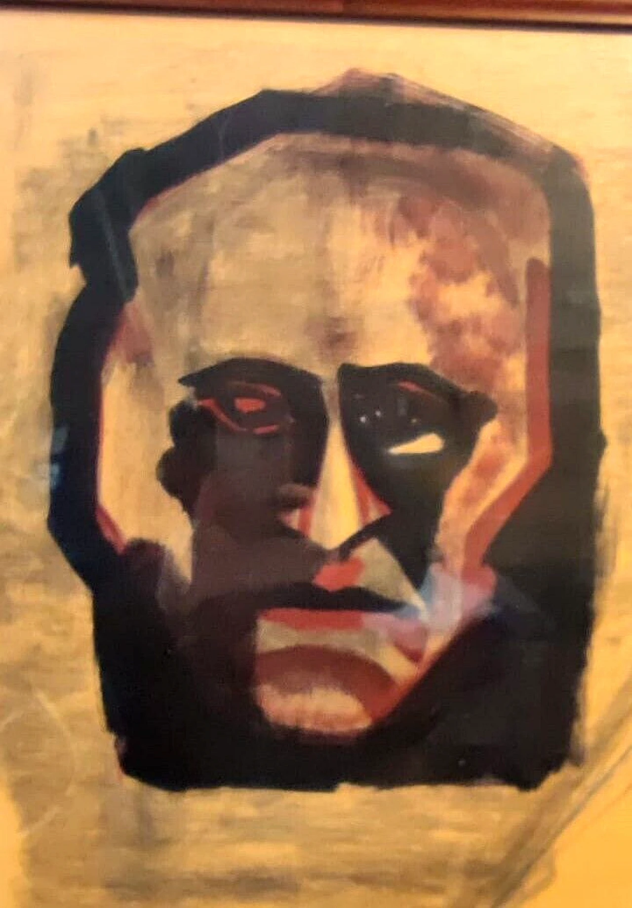 Mussolini, tempera painting on paper attributed to M. Sironi, 1960s 6