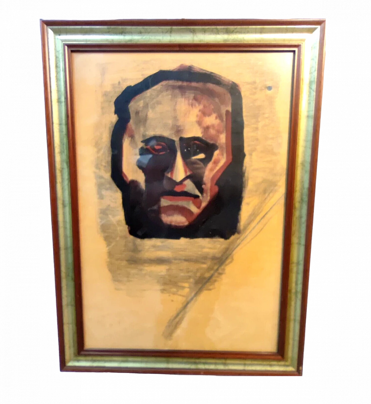 Mussolini, tempera painting on paper attributed to M. Sironi, 1960s 7