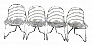 4 Chromed steel wire chairs by Gastone Rinaldi for Riva, 1960s