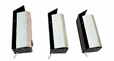 3 Wall lights in black and white lacquered metal by Philips, 1970s