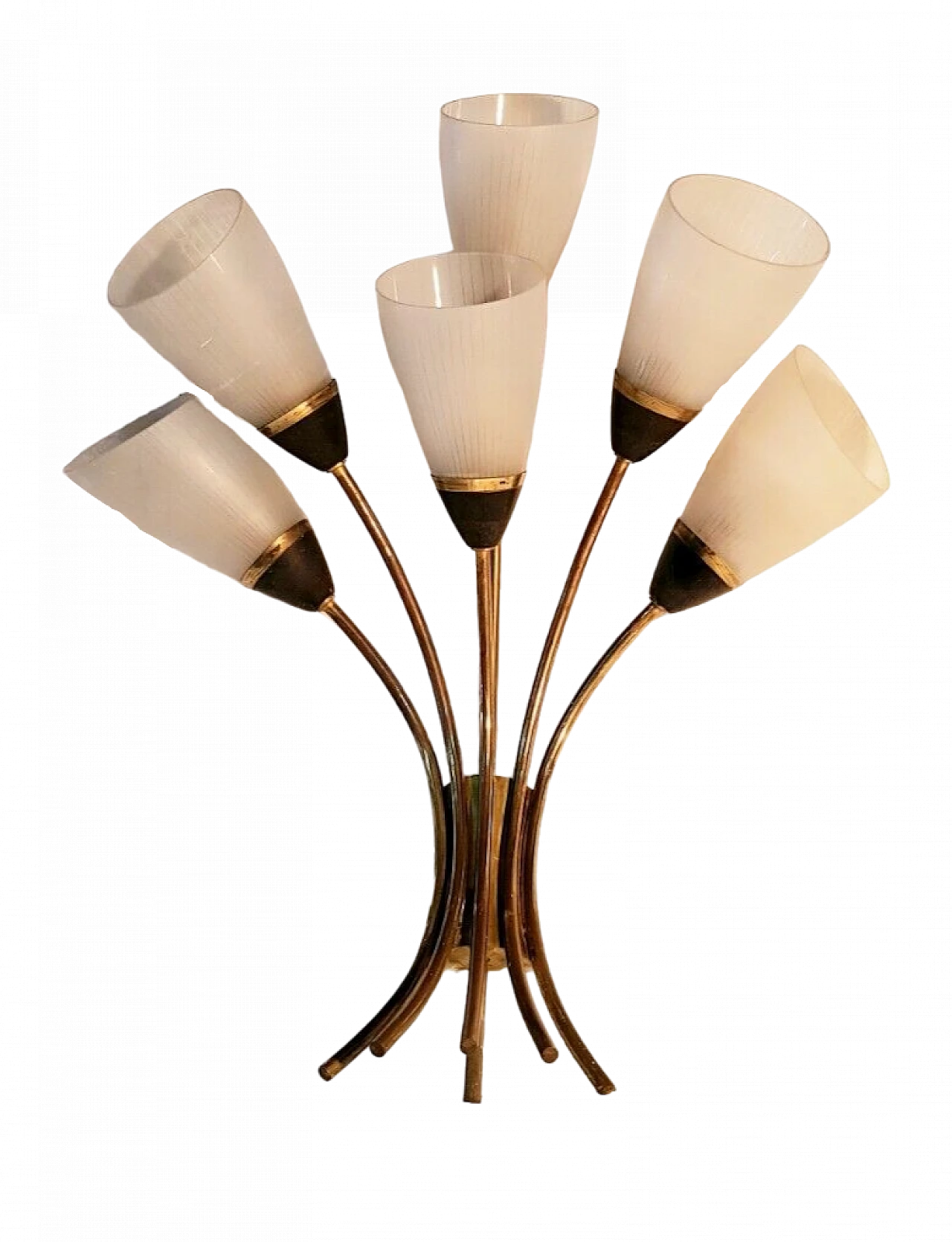 Brass and glass six-light wall lamp by Stilnovo, 1950s 9