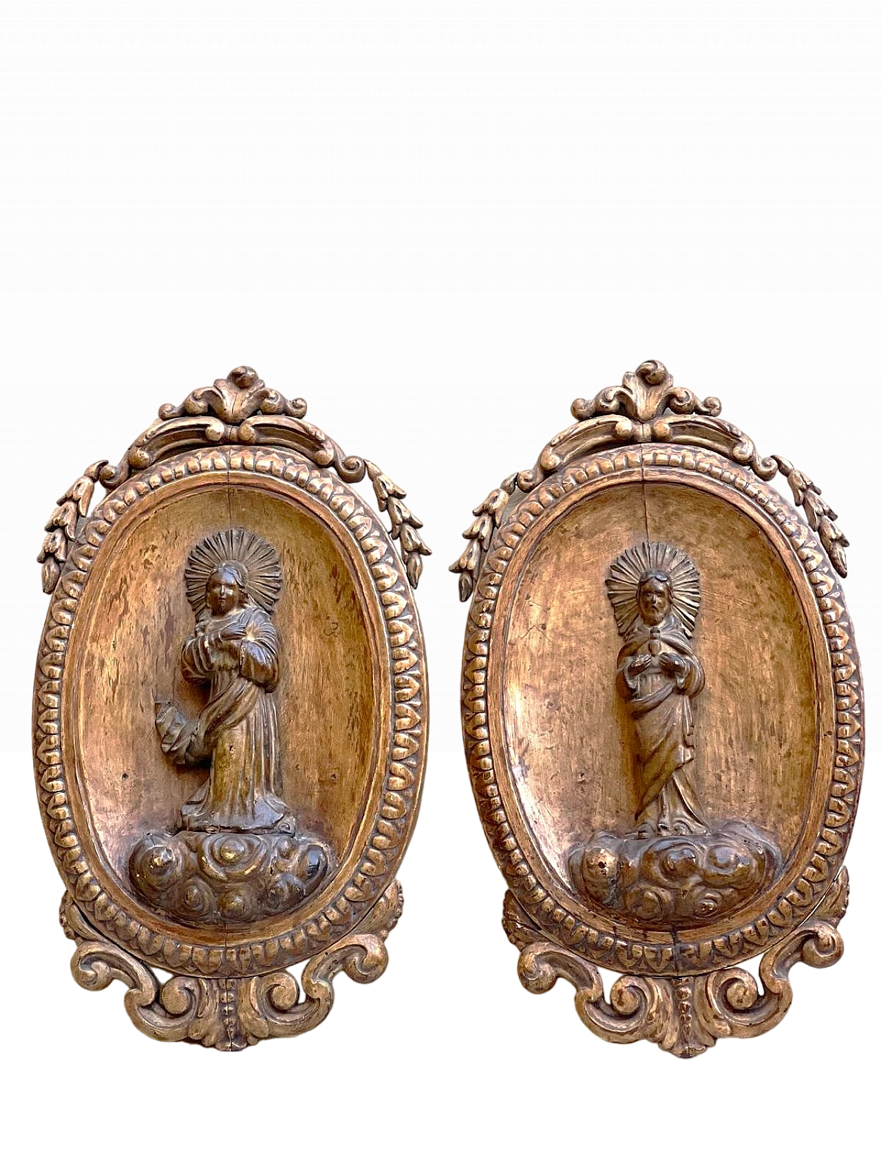 Pair of saints, wooden sculptures, 19th century 6