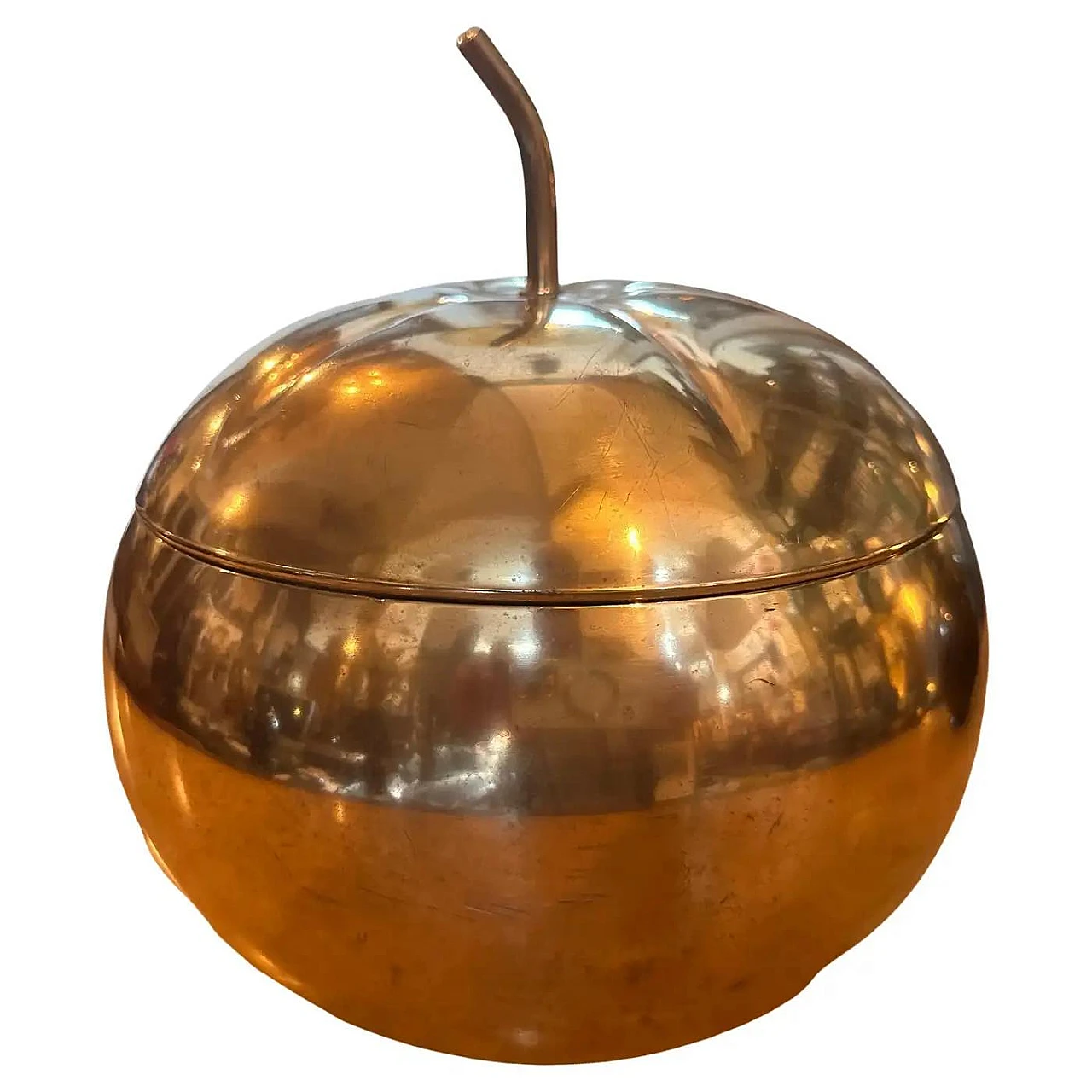 Brass ice bucket in the shape of a pumpkin, 1970s 3