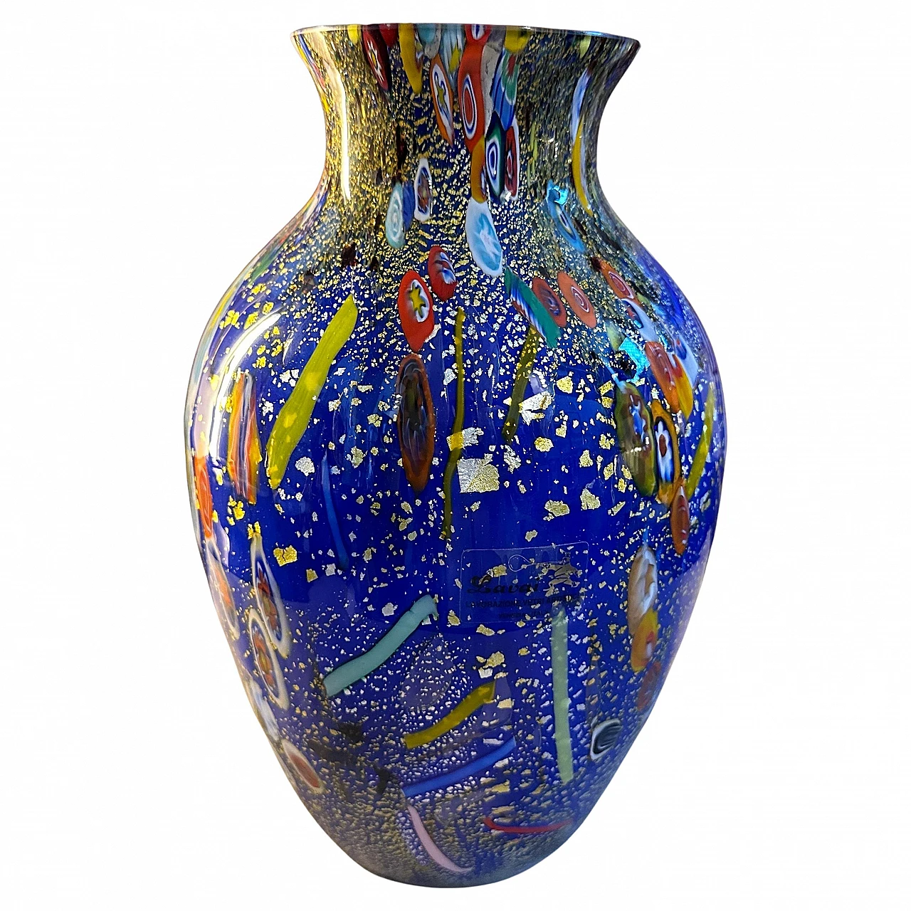 Blue Murano glass vase in Dino Martens style, 1980s 1