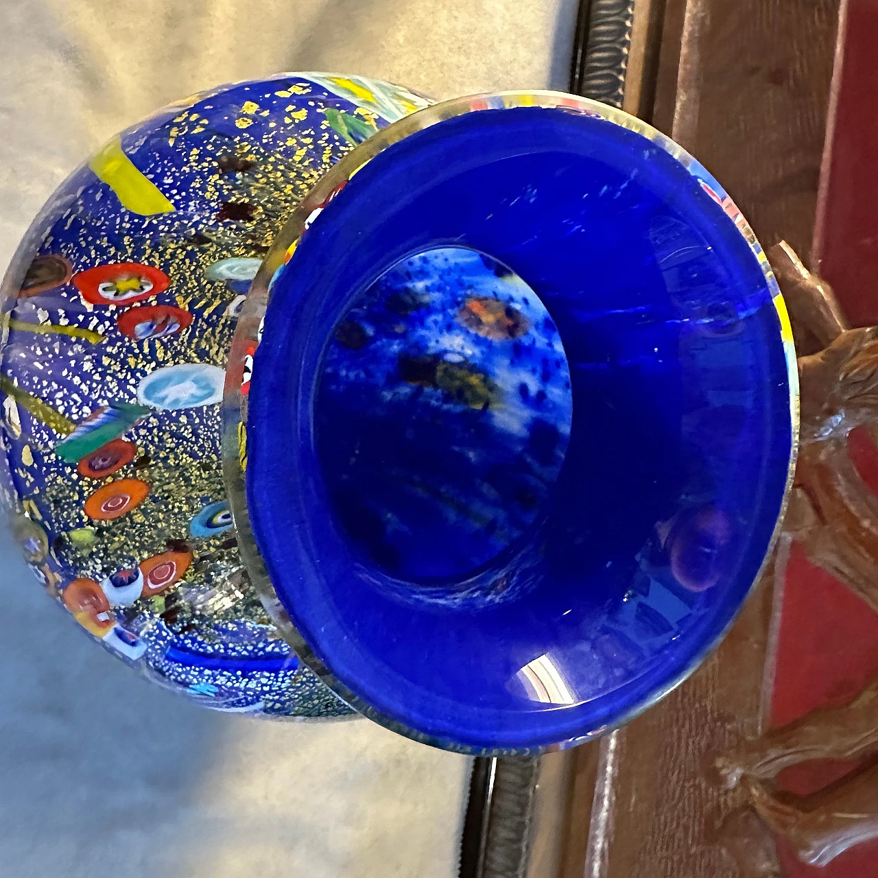 Blue Murano glass vase in Dino Martens style, 1980s 4