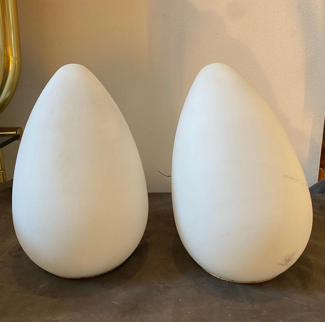 Pair of glass egg lamps by Lumen Center, 1990s 2