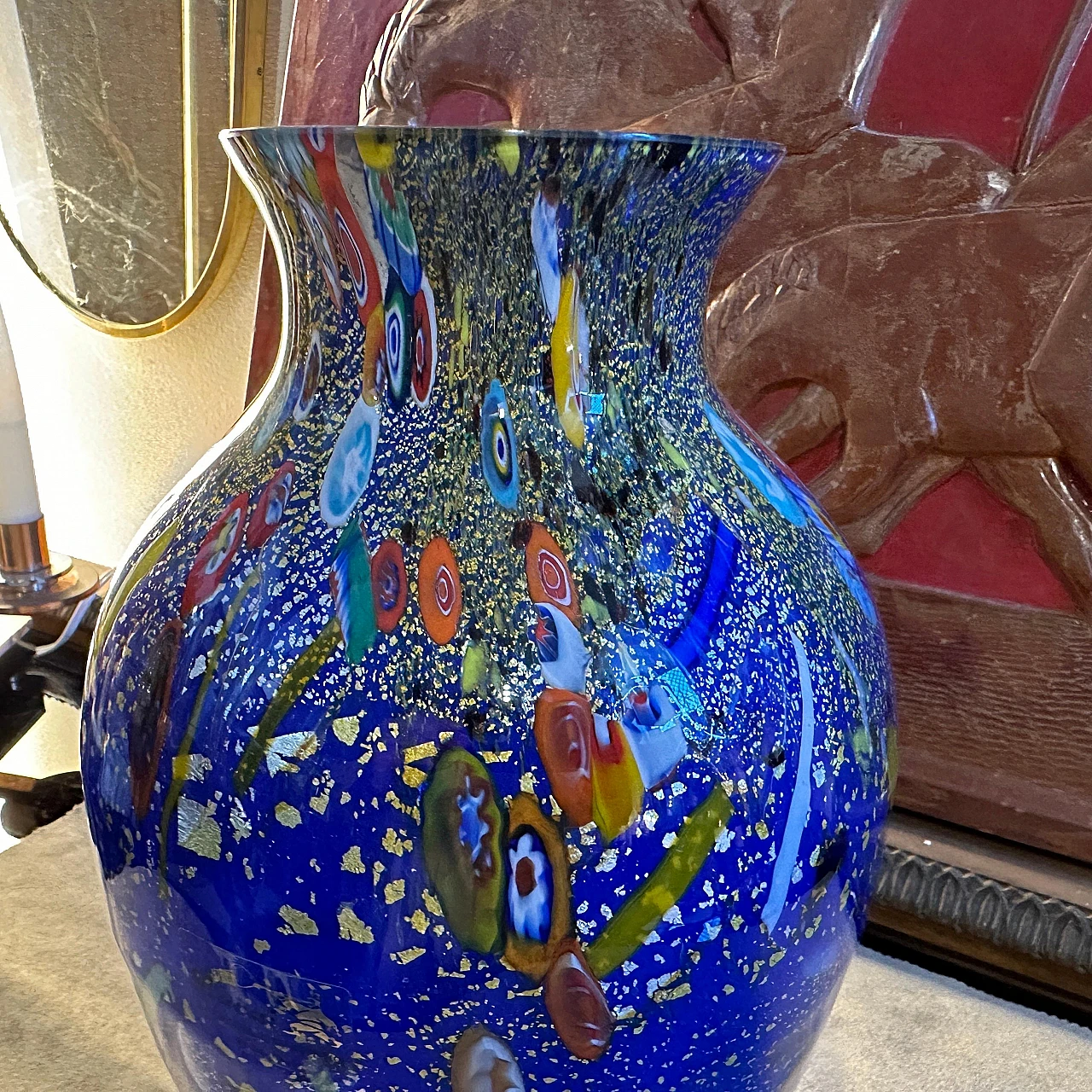 Blue Murano glass vase in Dino Martens style, 1980s 8