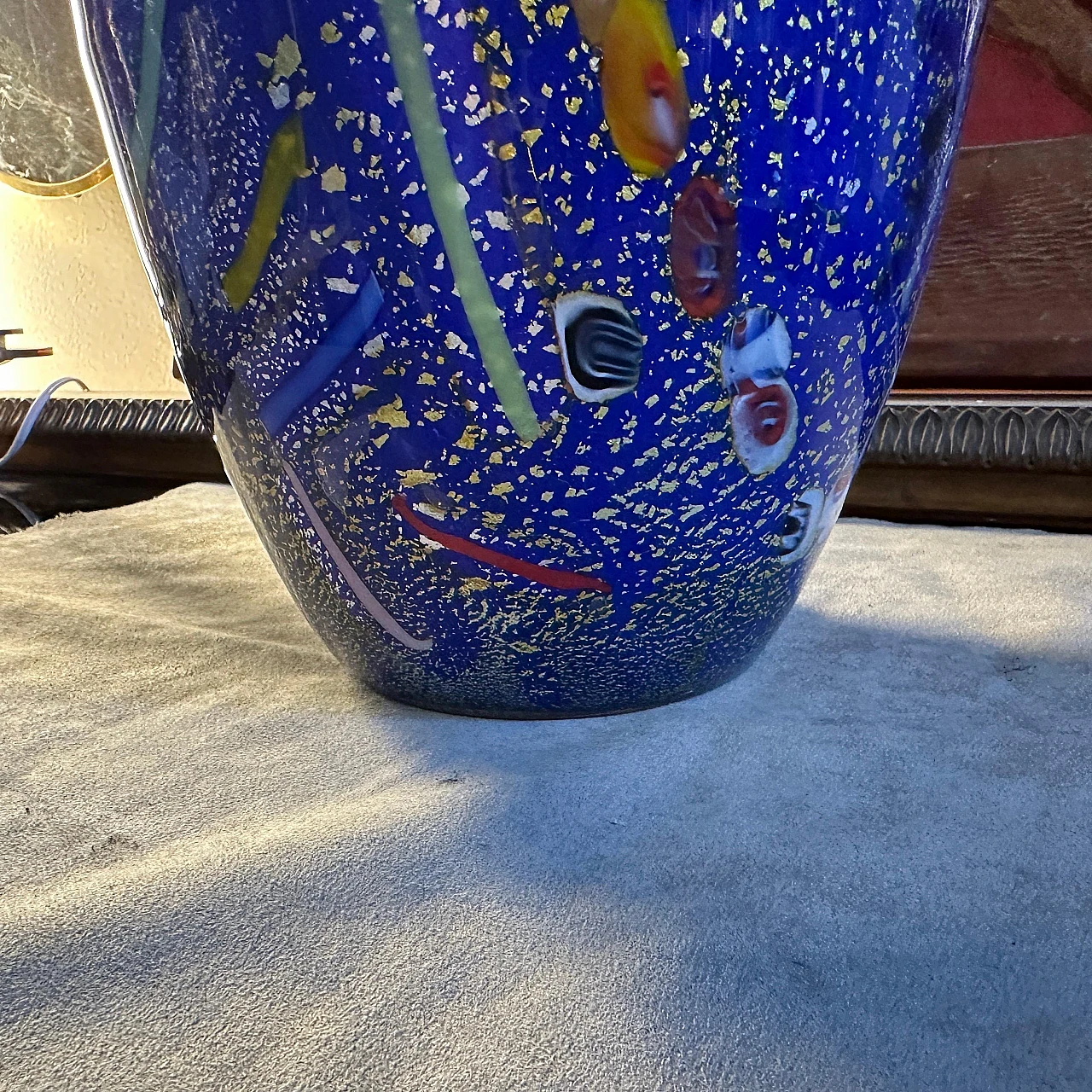 Blue Murano glass vase in Dino Martens style, 1980s 9