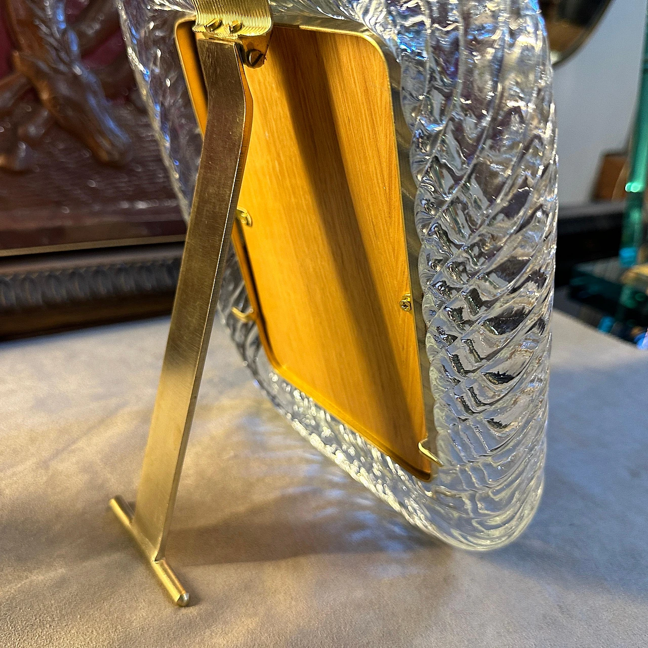 Brass and Murano glass frame in Barovier style, 1980s 9