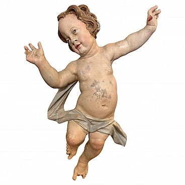 Baroque wooden angel sculpture, early 18th century