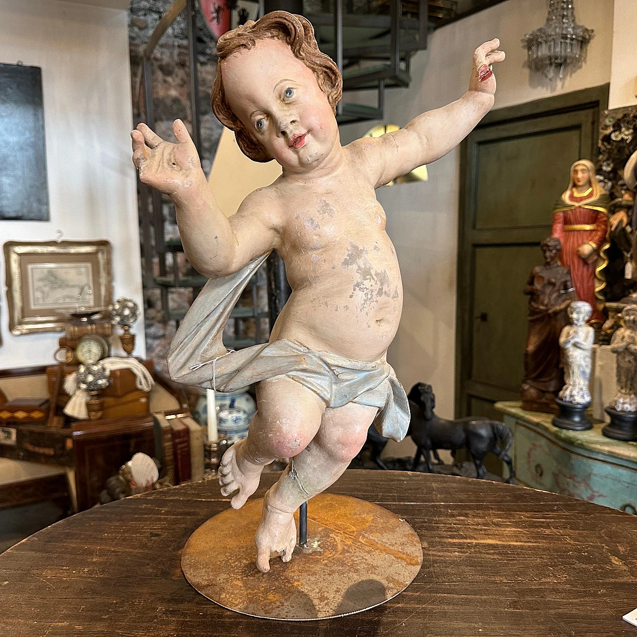 Baroque wooden angel sculpture, early 18th century 14