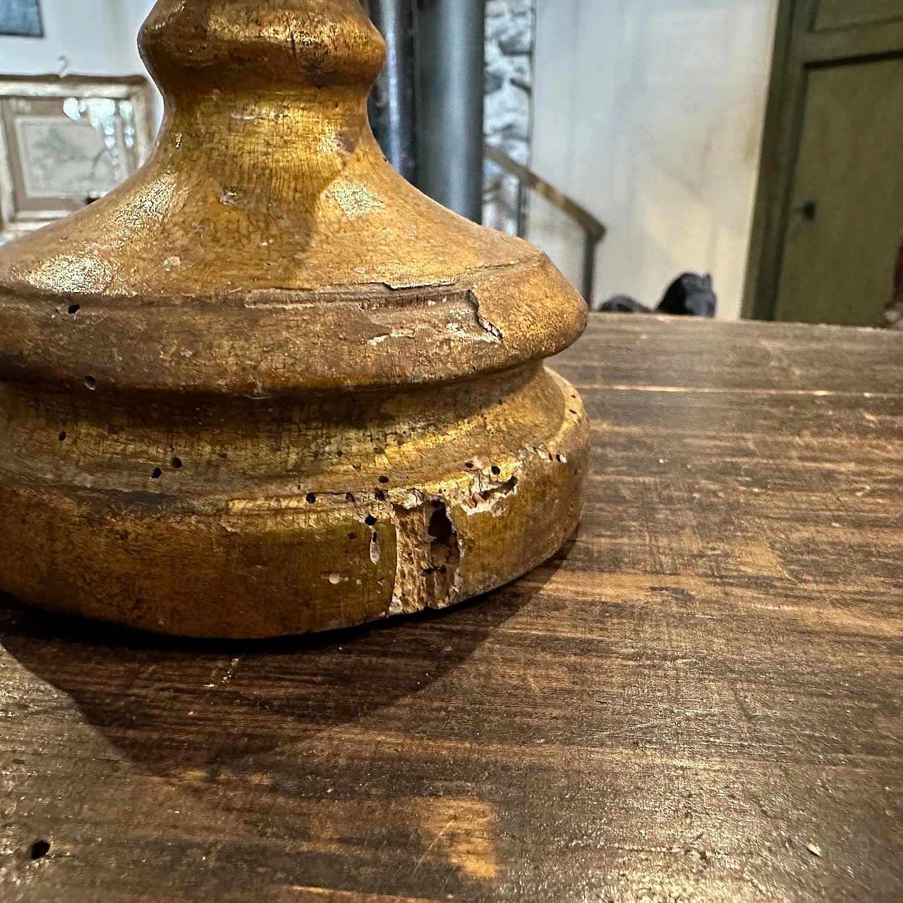 Pair of gilded wooden torch holders in Empire style, 19th century 3