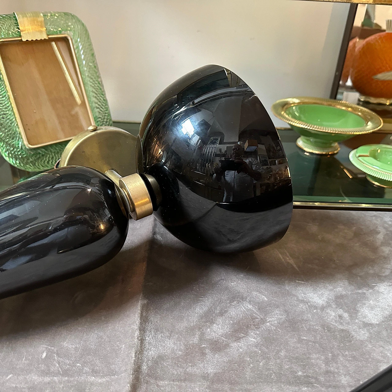 Pair of brass and Murano glass torch lamps, 1950s 13