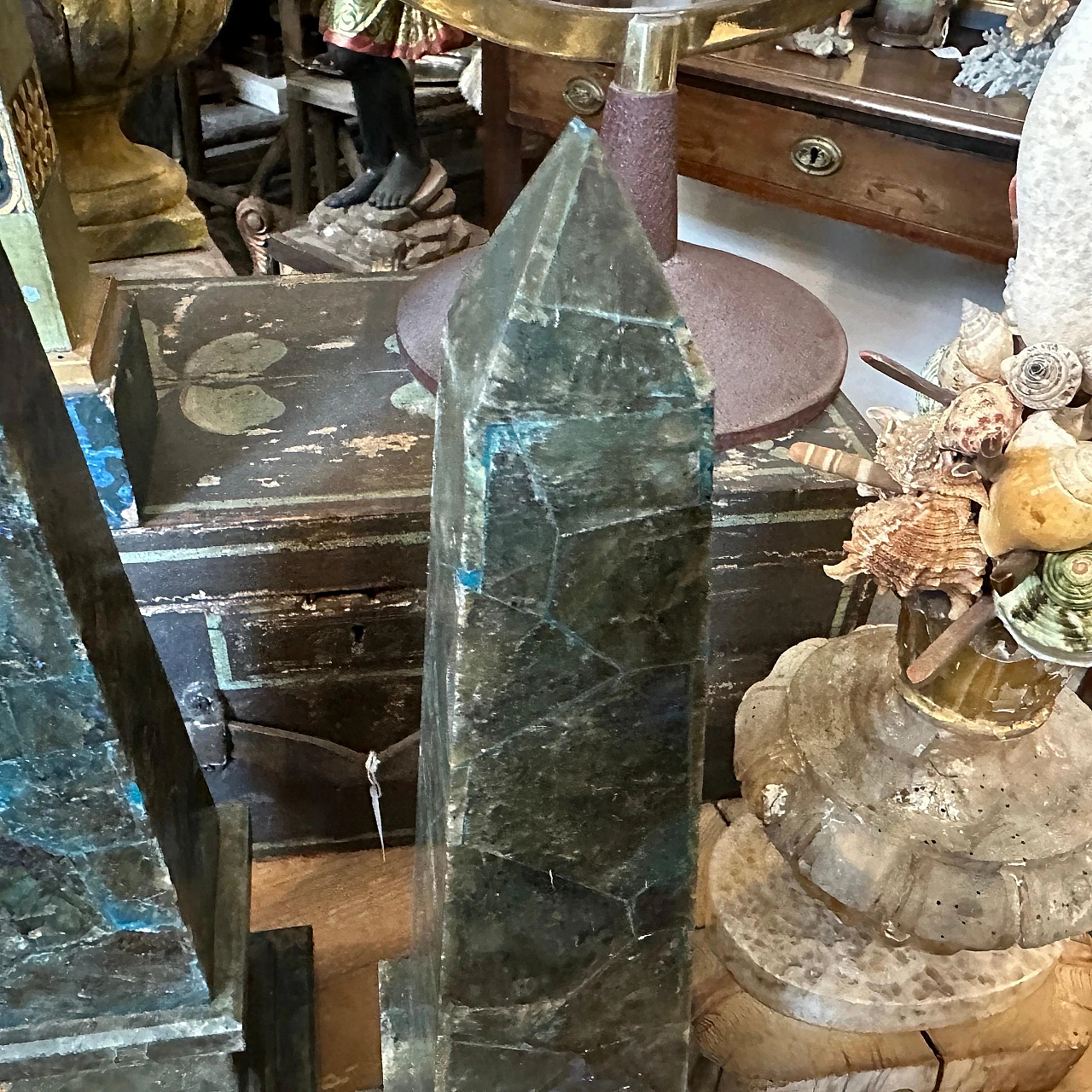 Pair of green marble and lapis lazuli obelisks, late 19th century 4