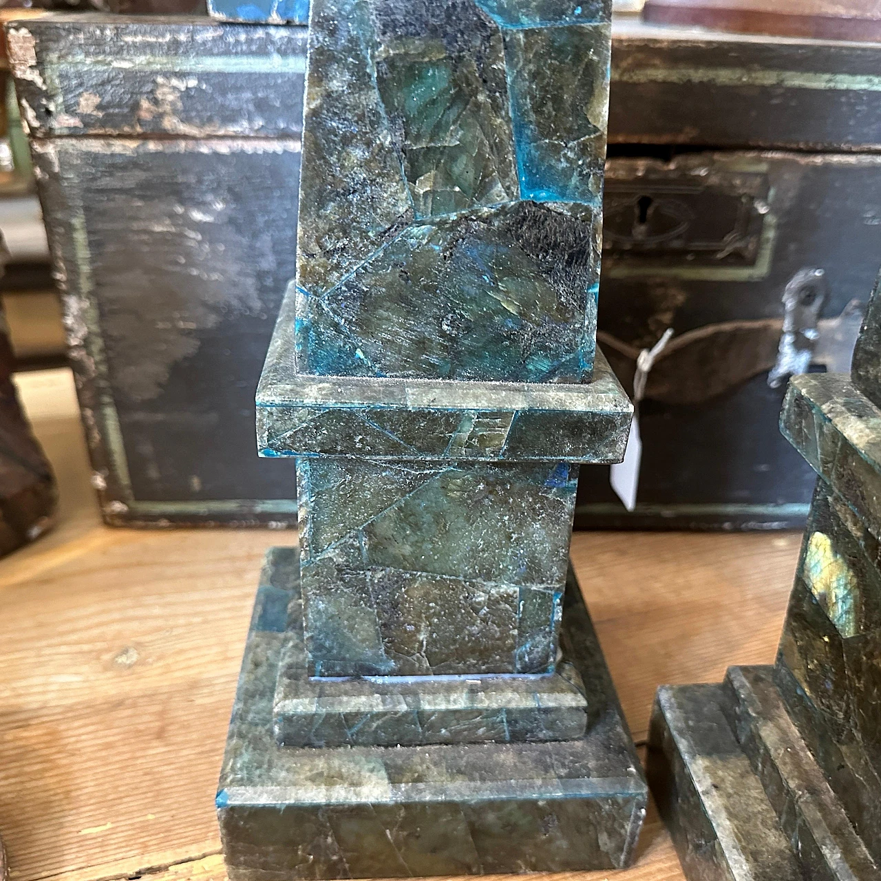 Pair of green marble and lapis lazuli obelisks, late 19th century 6