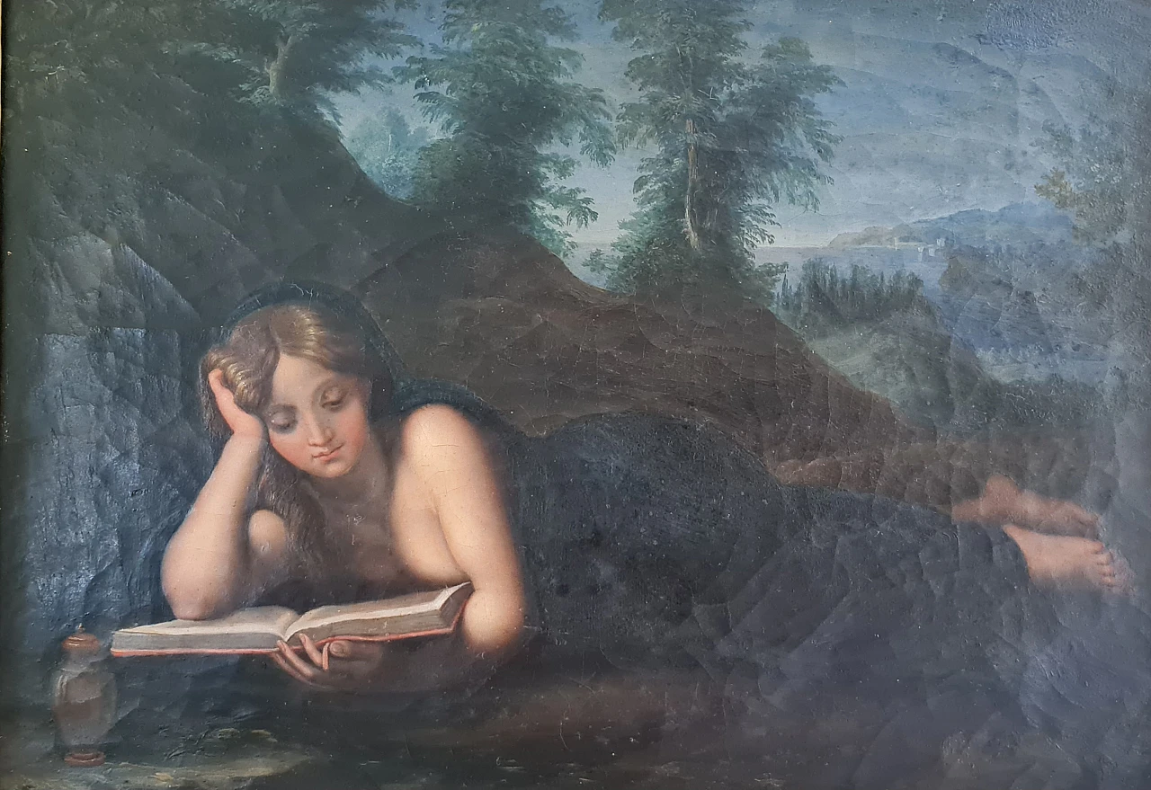 Painting of reading Magdalen, Italian school after Correggio, 18th century 6