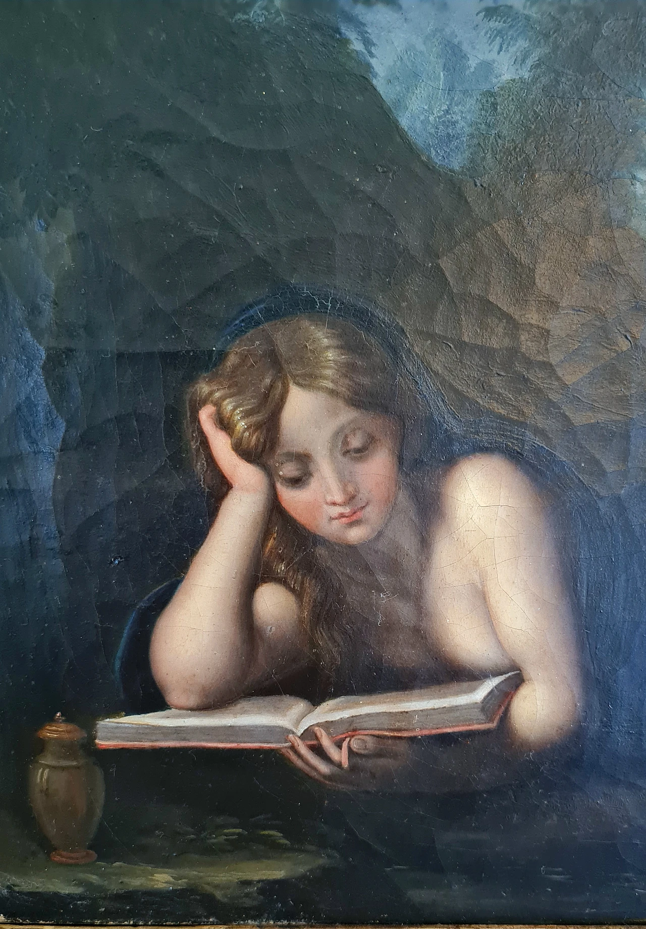 Painting of reading Magdalen, Italian school after Correggio, 18th century 7