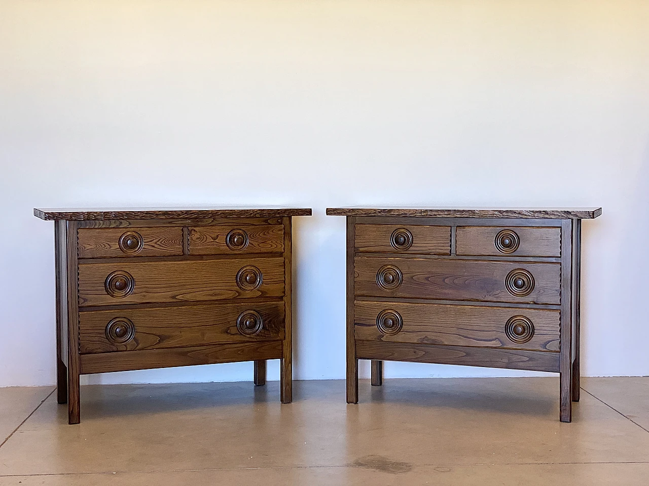 Pair of oak dresser with 4 drawers, 1960s 1