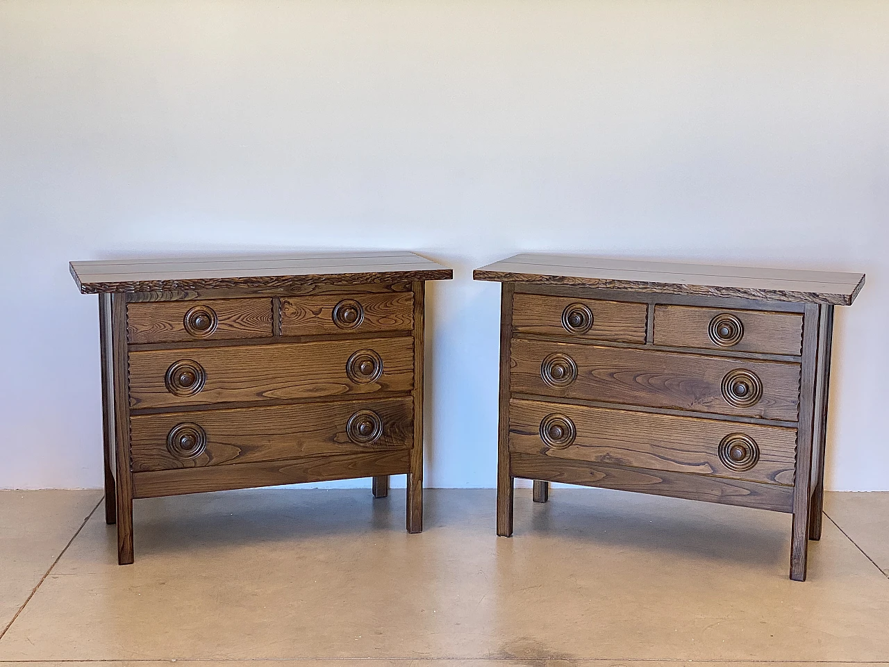 Pair of oak dresser with 4 drawers, 1960s 2