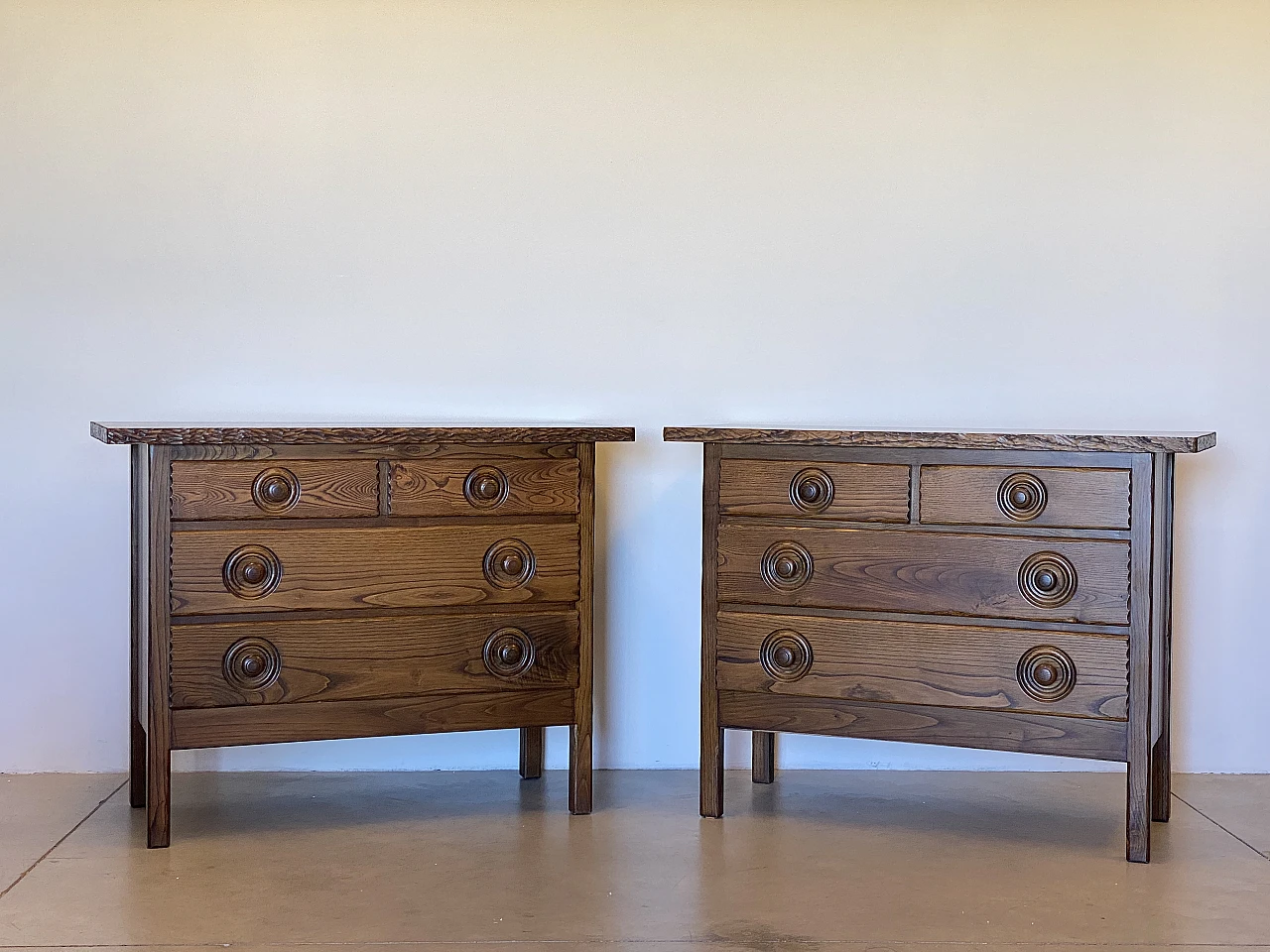 Pair of oak dresser with 4 drawers, 1960s 4