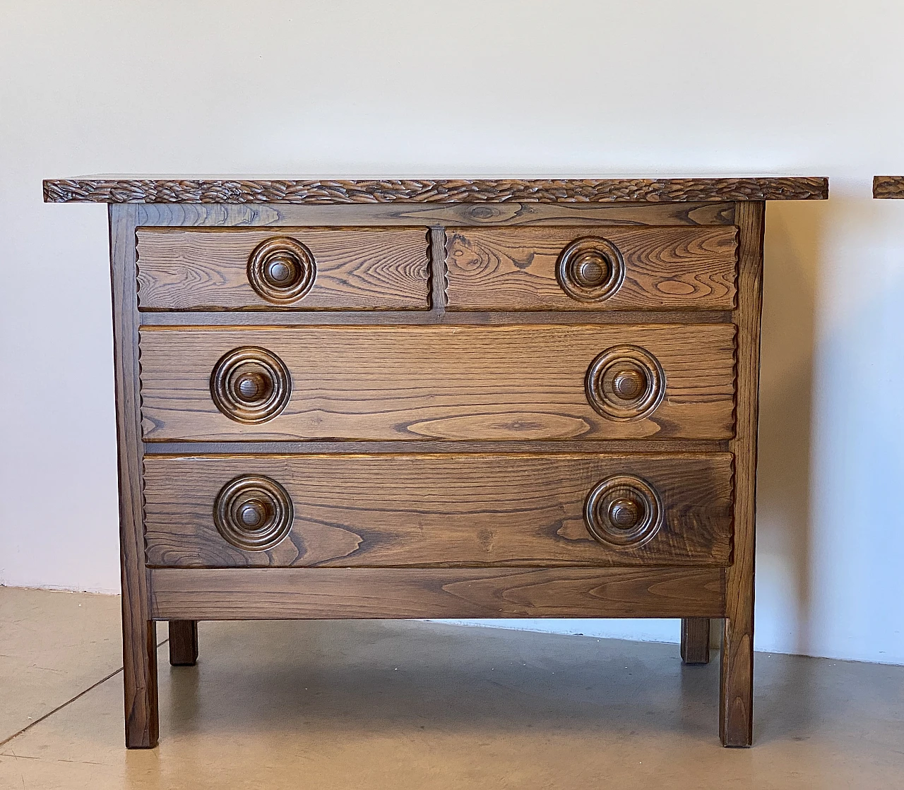 Pair of oak dresser with 4 drawers, 1960s 5