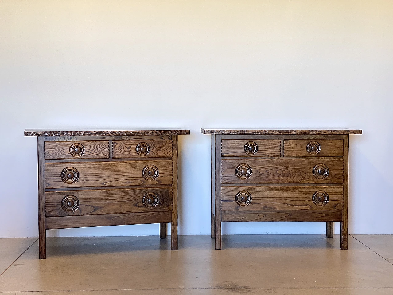 Pair of oak dresser with 4 drawers, 1960s 7