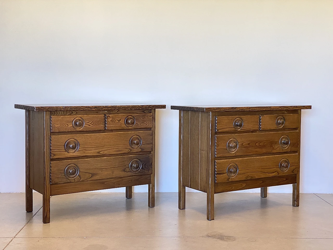 Pair of oak dresser with 4 drawers, 1960s 8