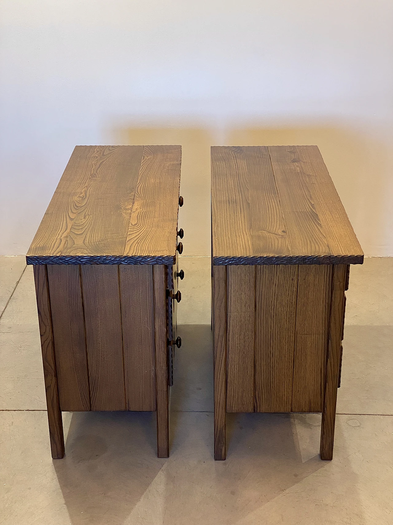 Pair of oak dresser with 4 drawers, 1960s 14