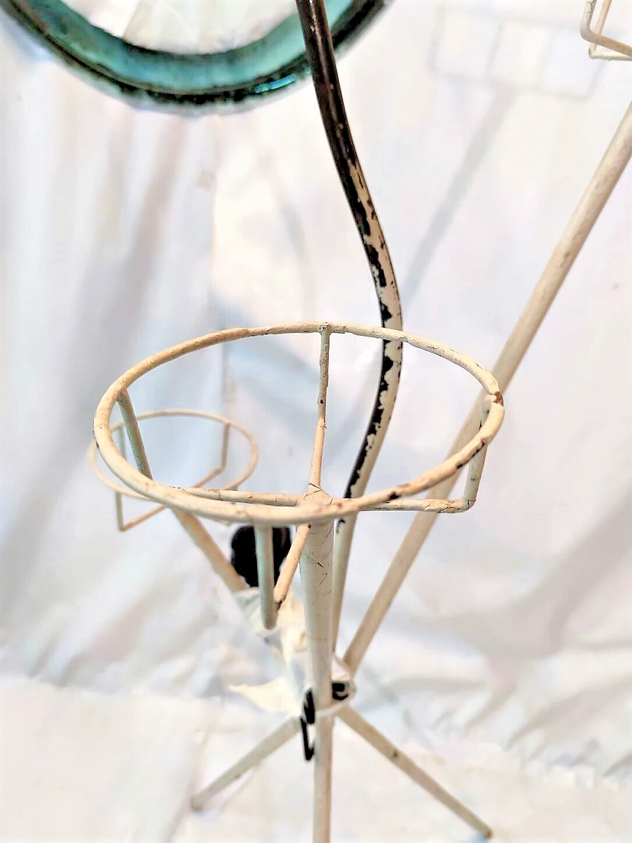 Metal floor lamp with vase holders by Mathieu Matégot, 1950s 2