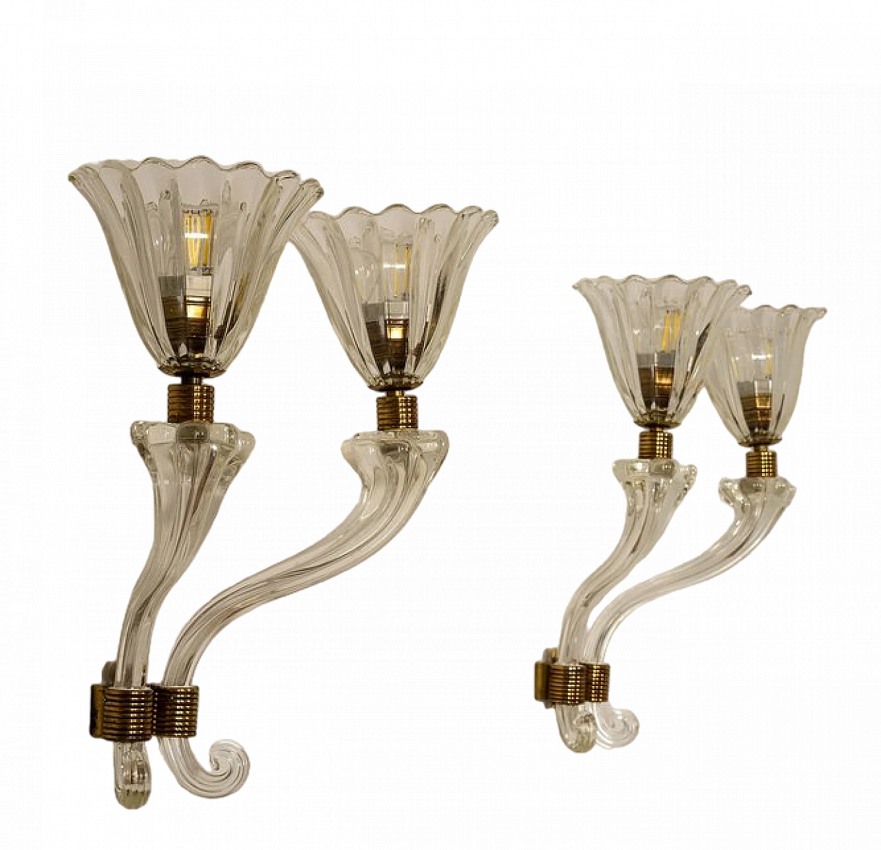 Pair of wall sconces attributed to Archimede Seguso, 1930s 12