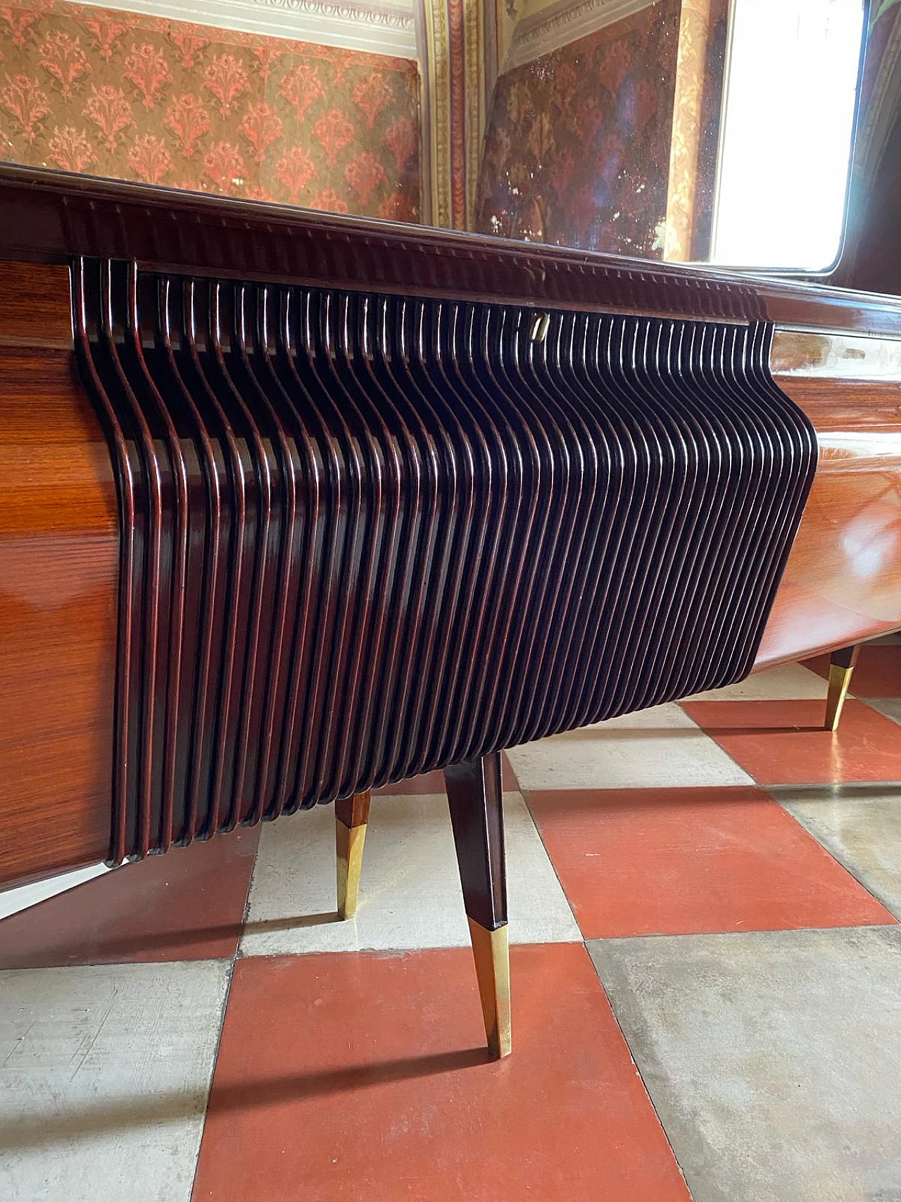 Sideboard in rosewood & mahogany by Osvaldo Borsani, 1950s 10