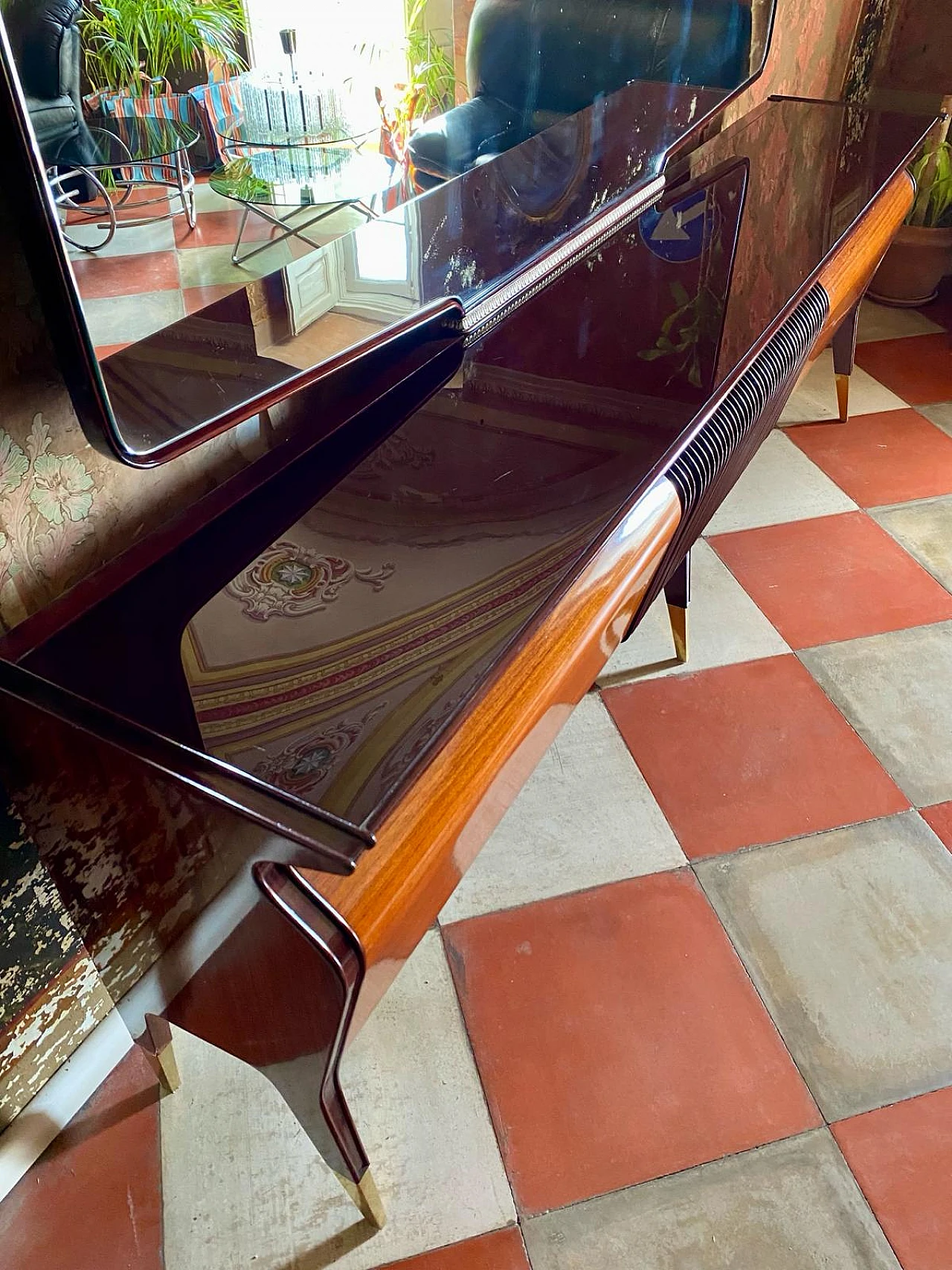 Sideboard in rosewood & mahogany by Osvaldo Borsani, 1950s 15