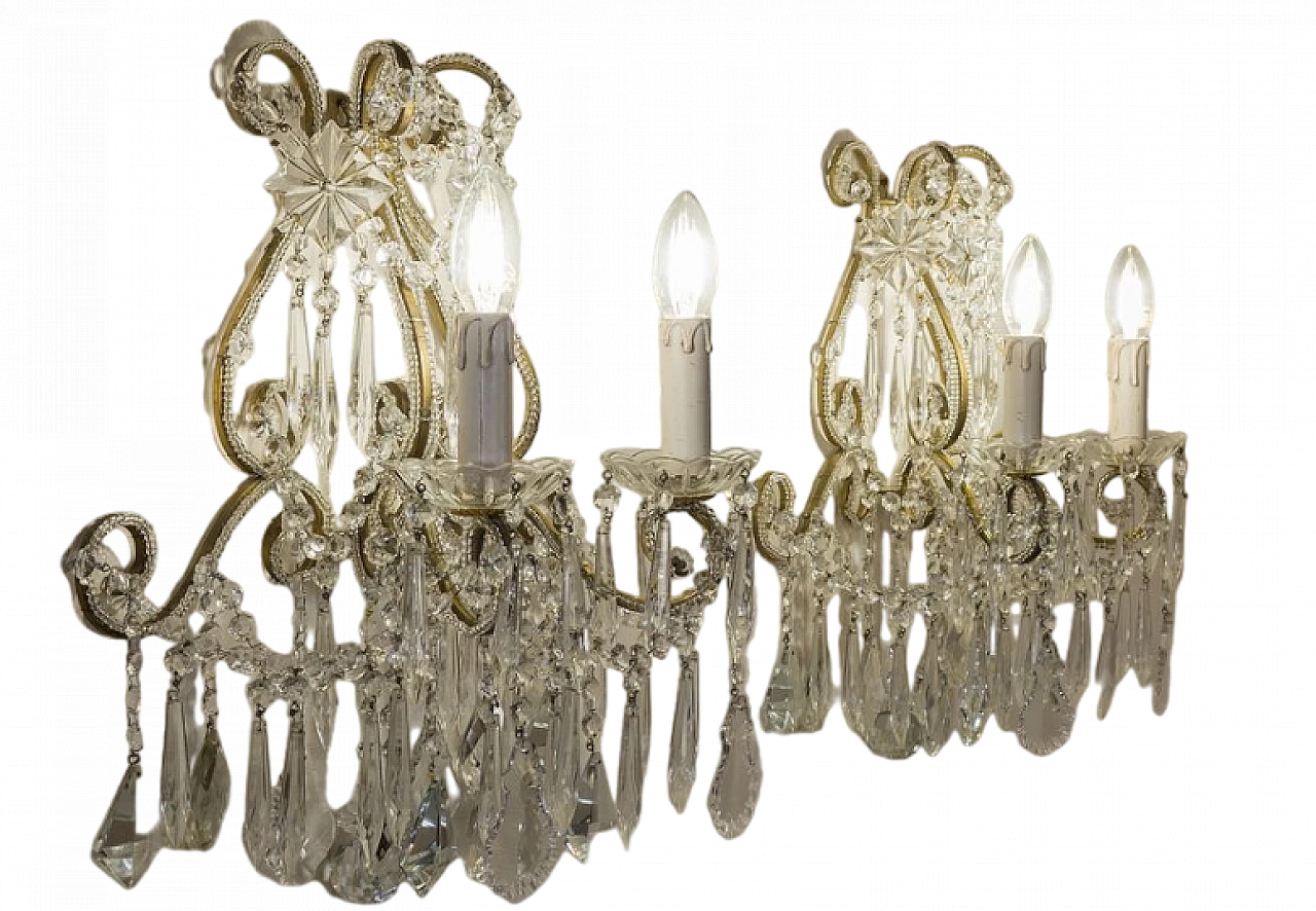 Pair of two-light wall lamps in Maria Theresa style, 1940s 11