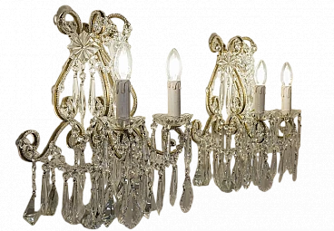 Pair of two-light wall lamps in Maria Theresa style, 1940s