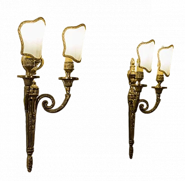 Pair of wall sconces in Louis XVI style, 1940s