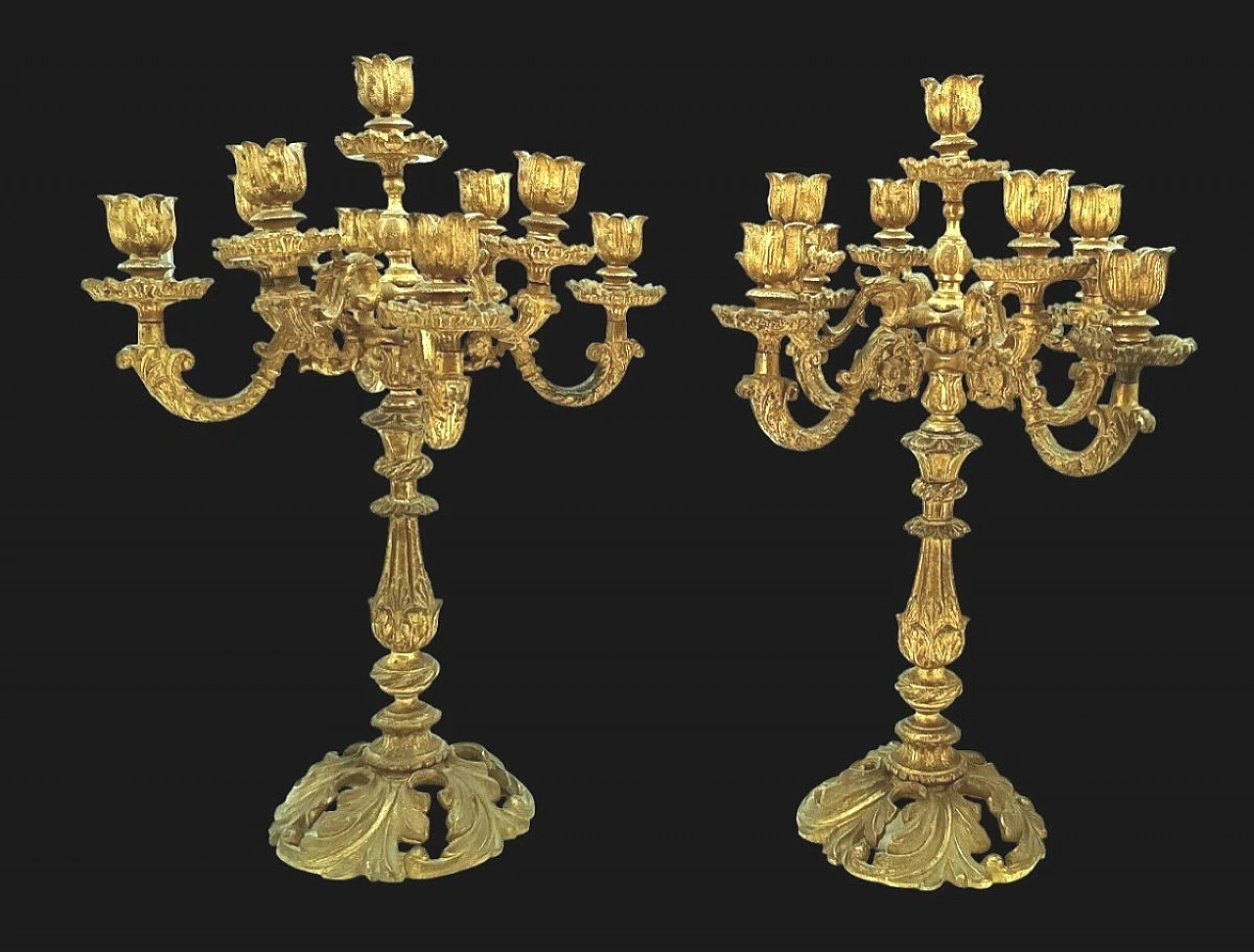 Pair of French gilded bronze candelabra, 19th century 1