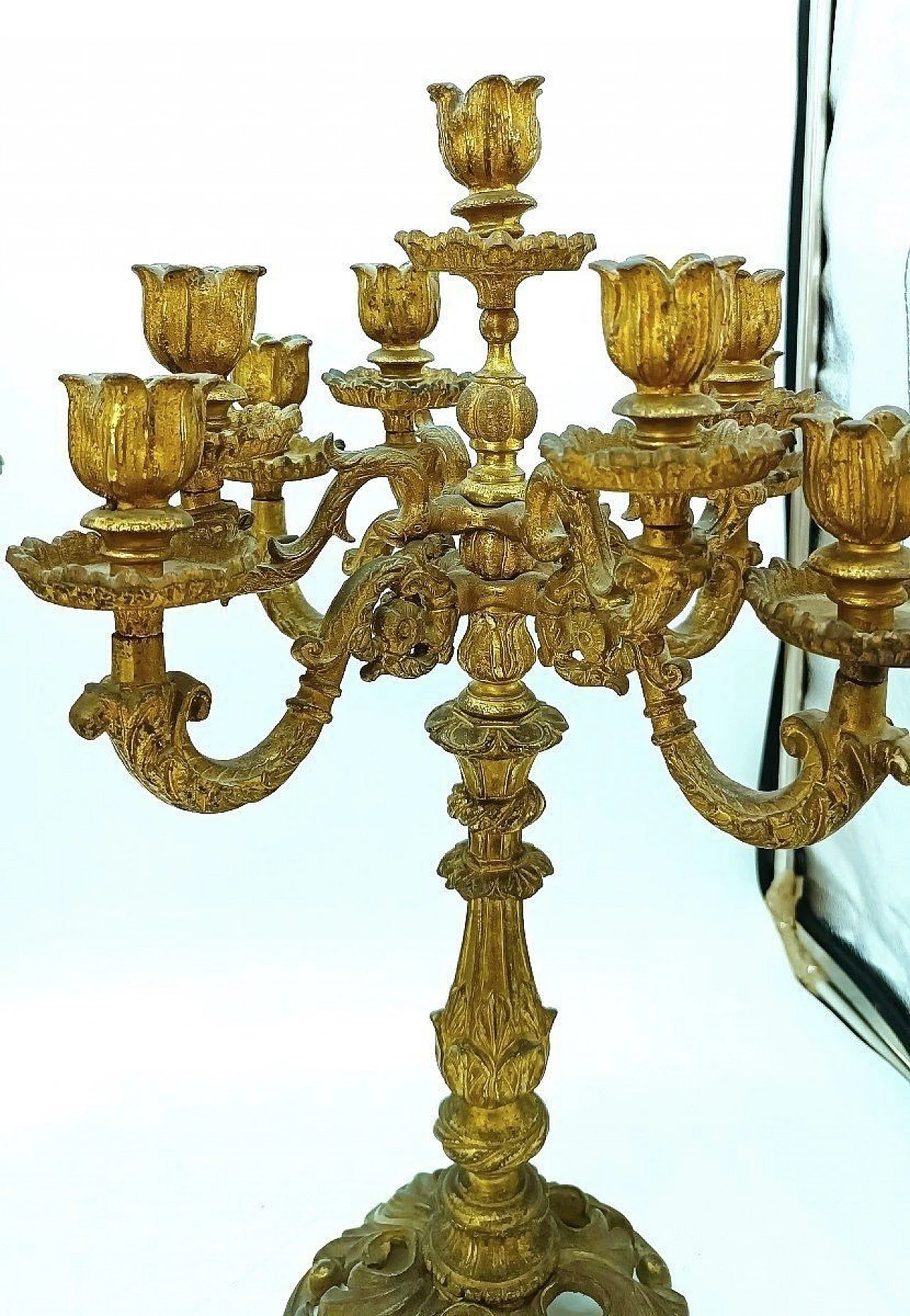 Pair of French gilded bronze candelabra, 19th century 5