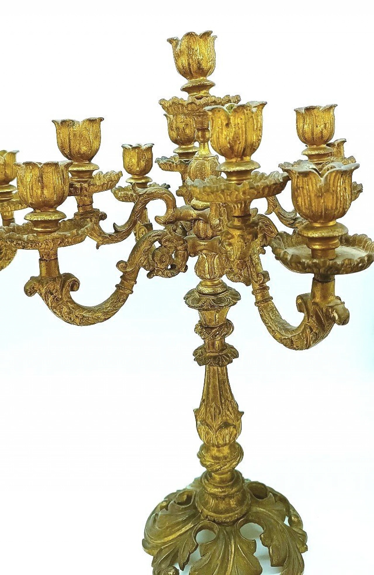 Pair of French gilded bronze candelabra, 19th century 6