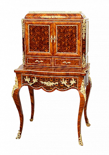 Bonheur du jour Napoleon III writing desk in exotic woods,19th century