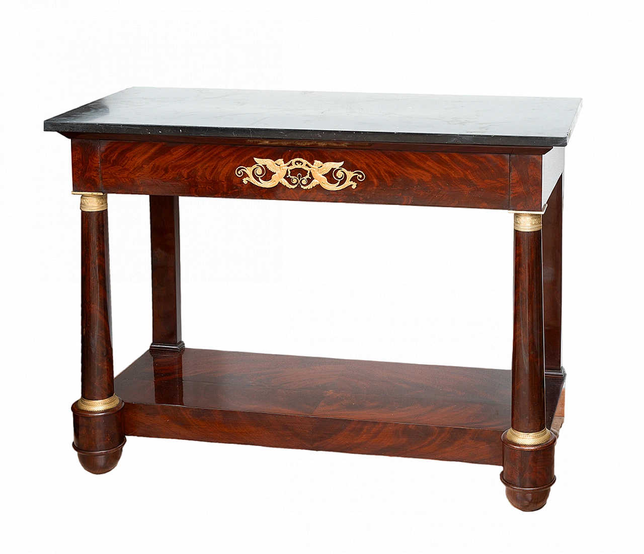 Console in mahogany feather with black marble top, 19th century 6