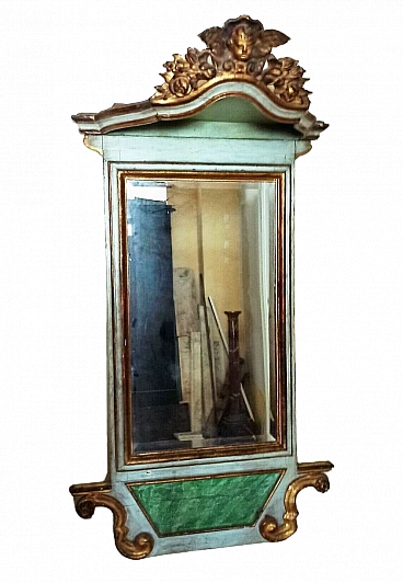 Tuscan Baroque lacquered wood mirror, first half of the 18th century