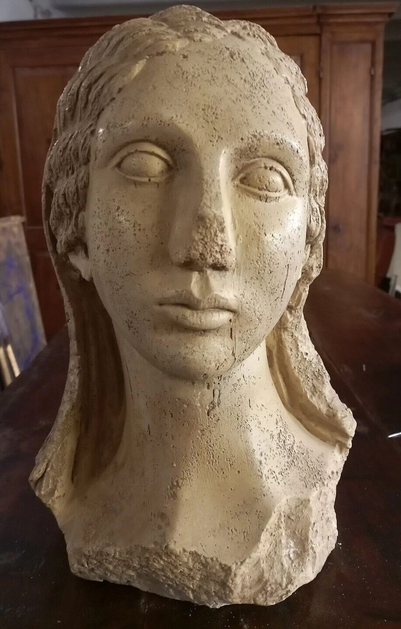 Greek woman's face, plaster sculpture, early 20th century 3