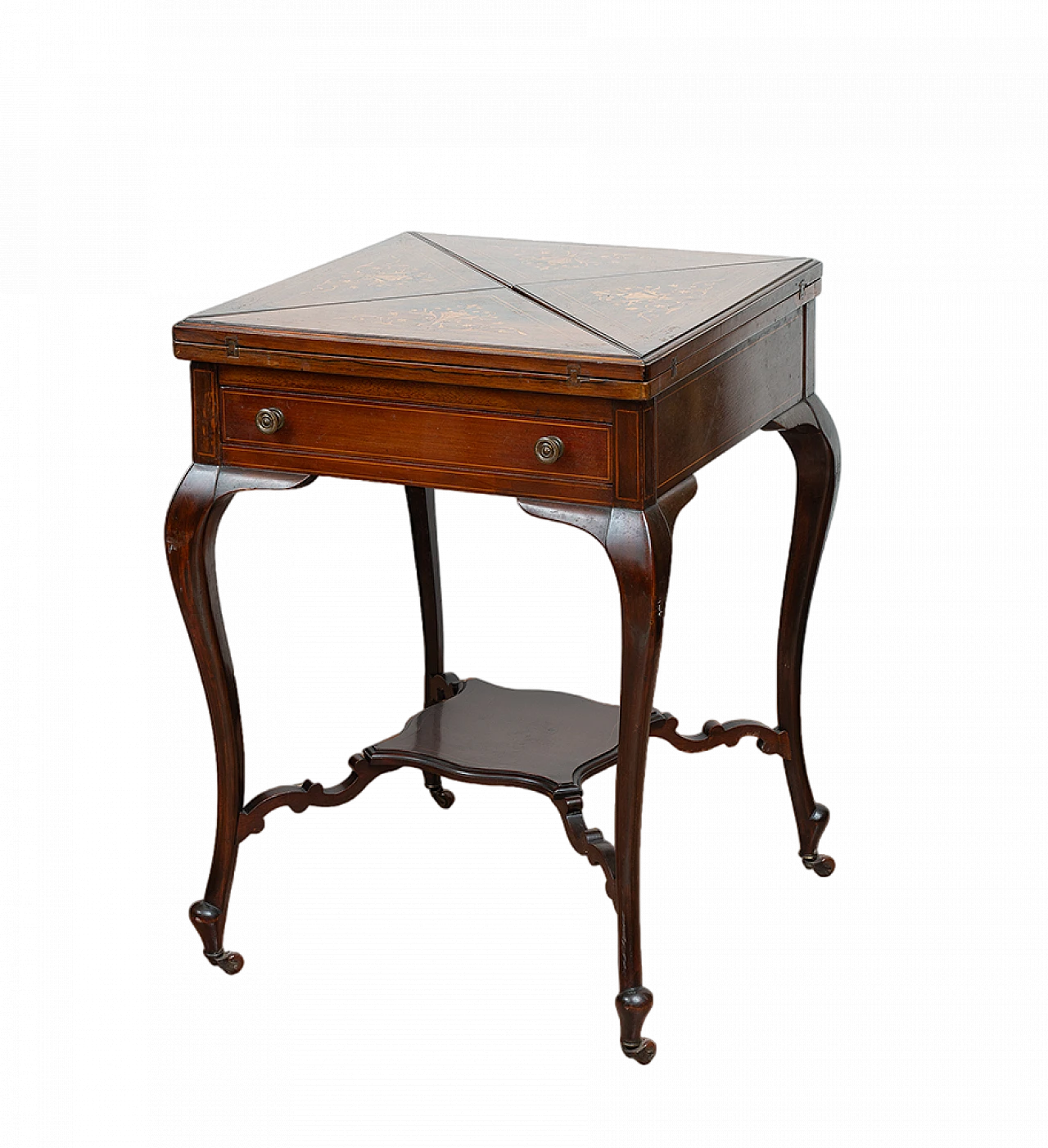 Handkerchief game table in mahogany with maple inlays, 19th century 5