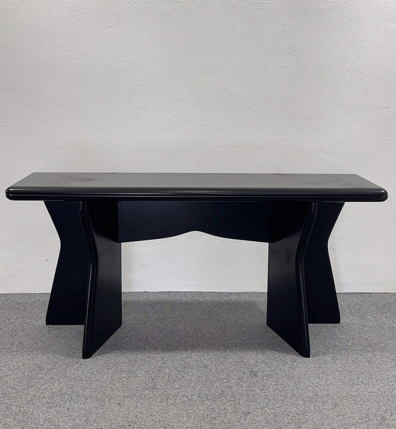 Black lacquered wood extendable console table, 1980s 1