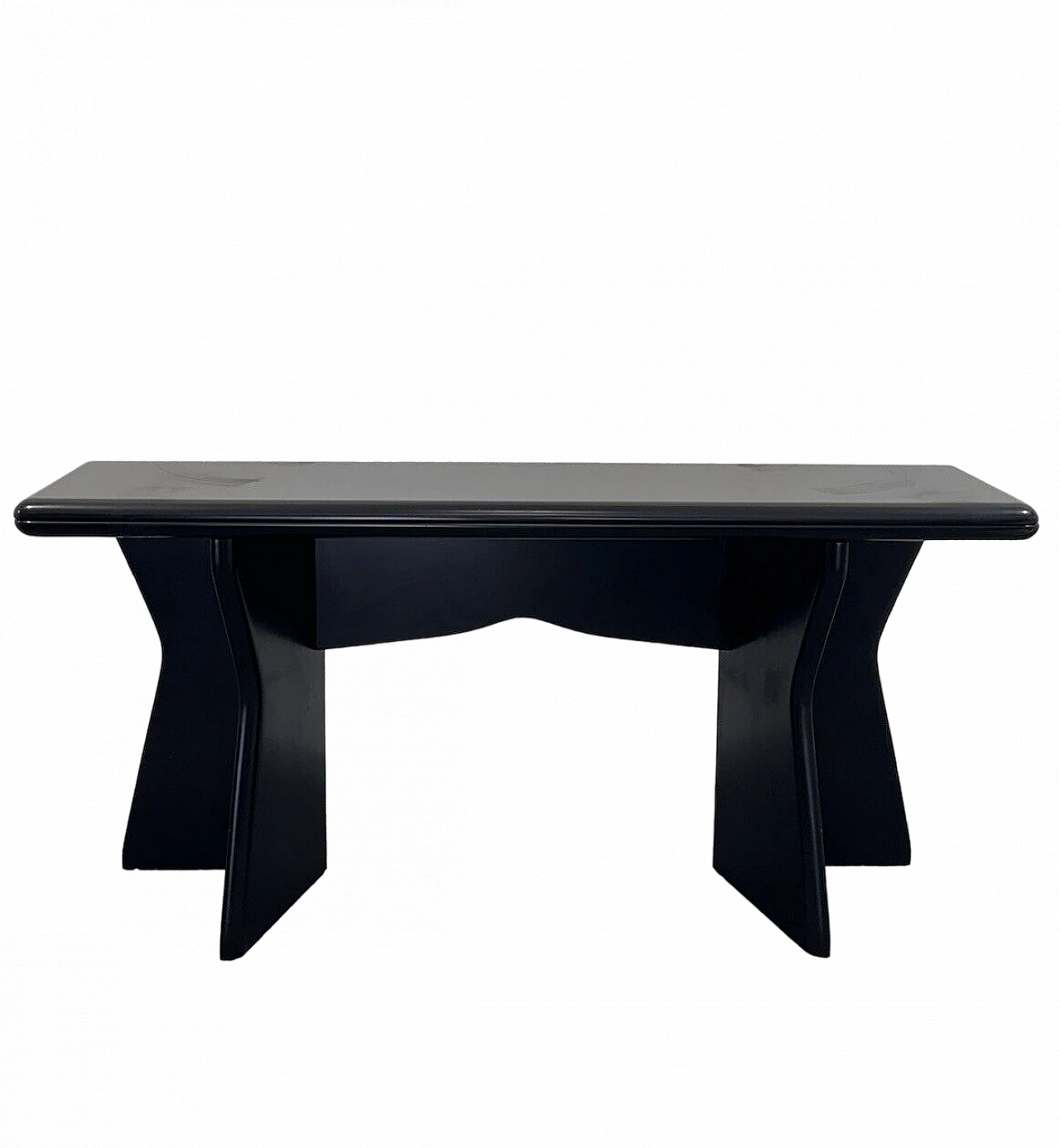 Black lacquered wood extendable console table, 1980s 2