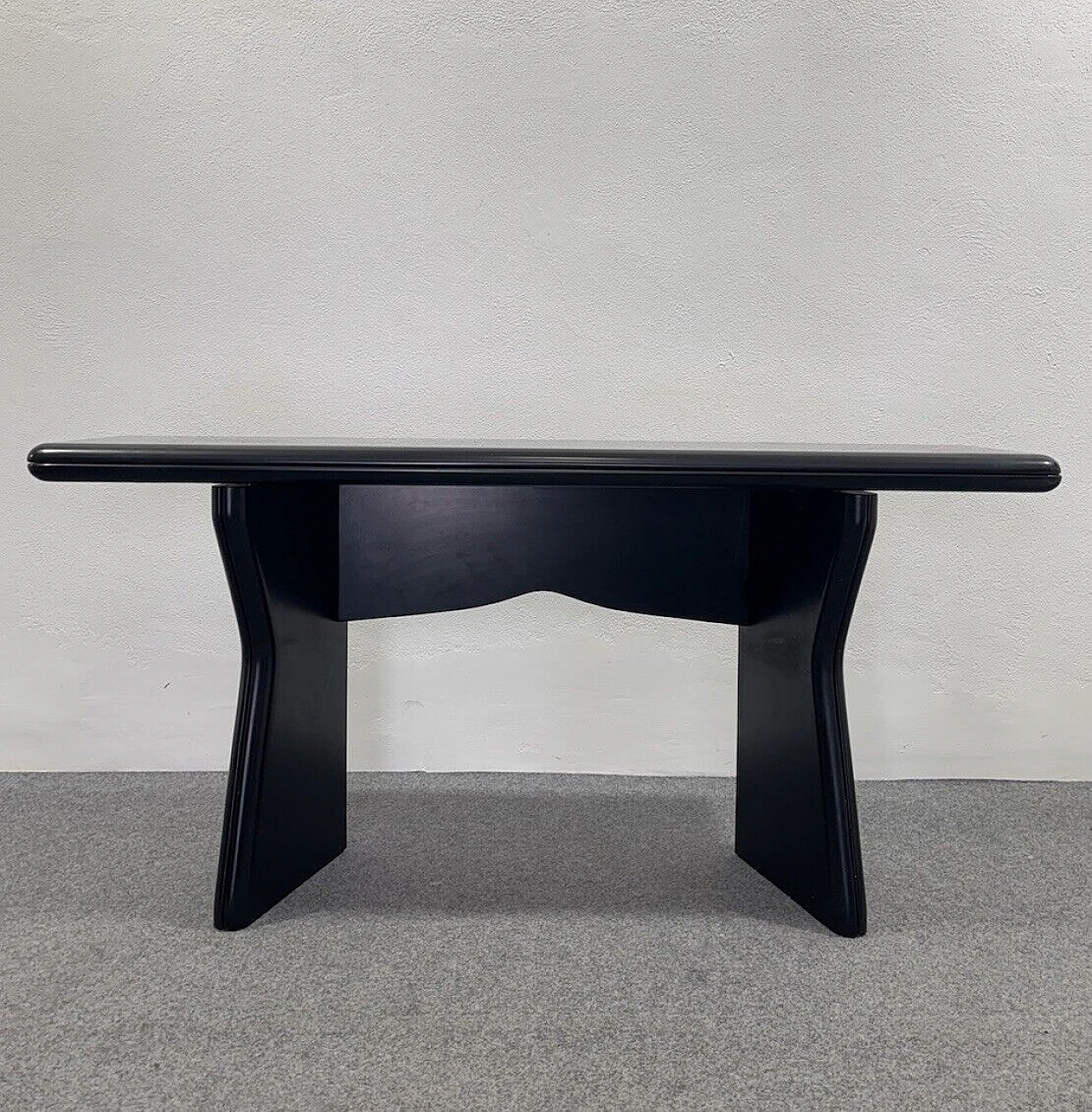 Black lacquered wood extendable console table, 1980s 4